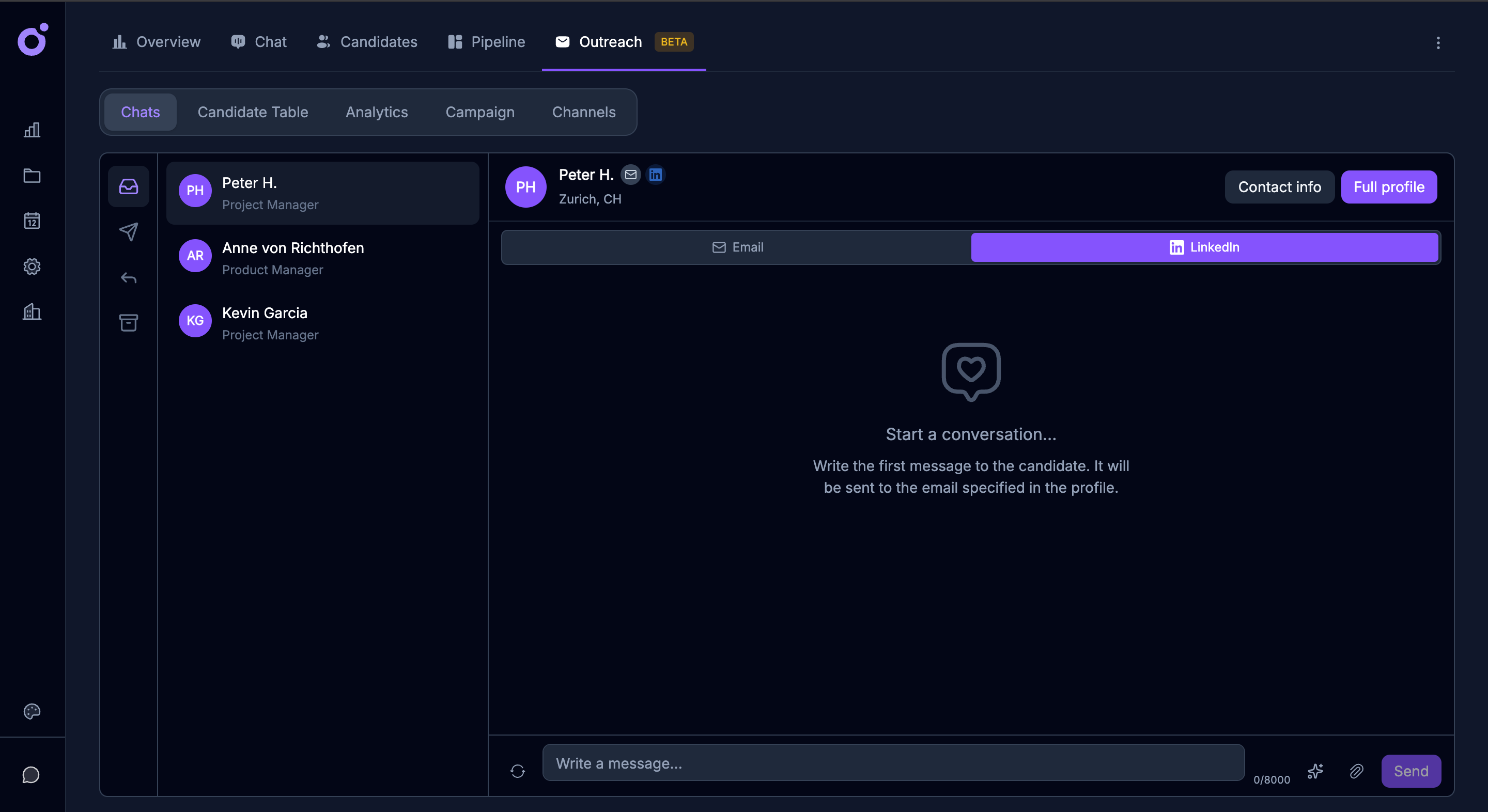 Message candidates without leaving BeskarStaff